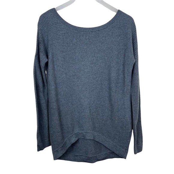 Halston Heritage Waffle Knit High Low Sweater in Gray - Picture 3 of 9